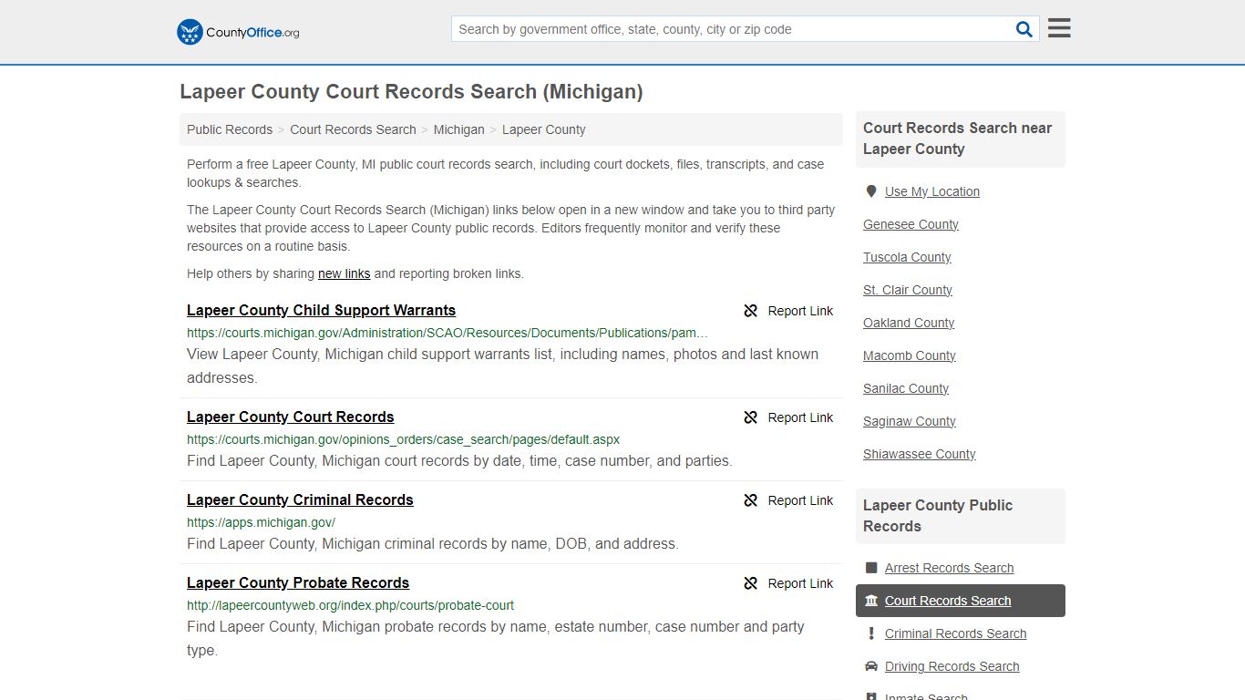 Lapeer County Court Records Search (Michigan) - County Office