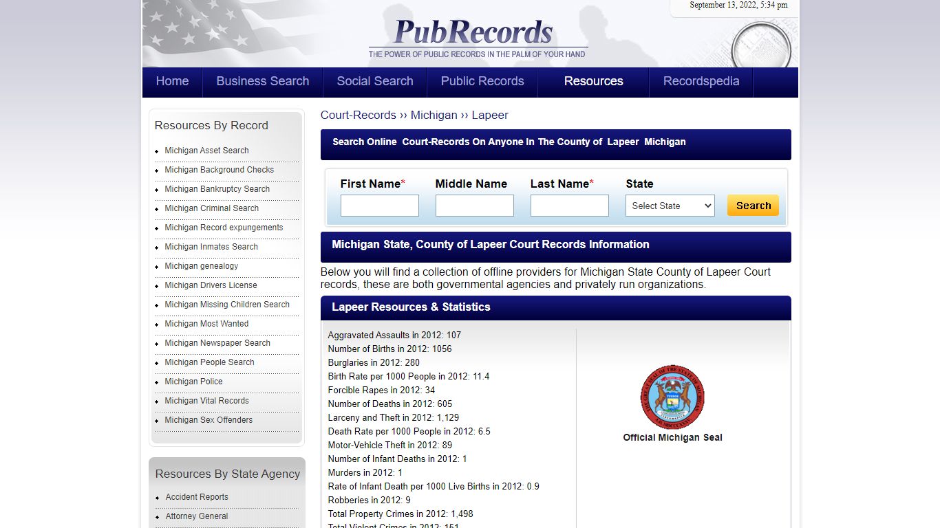 Lapeer County, Michigan Court Records - Pubrecords.com